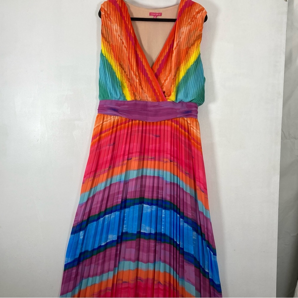 Flying Tomato Multicolor Pleated Maxi Dress 1X